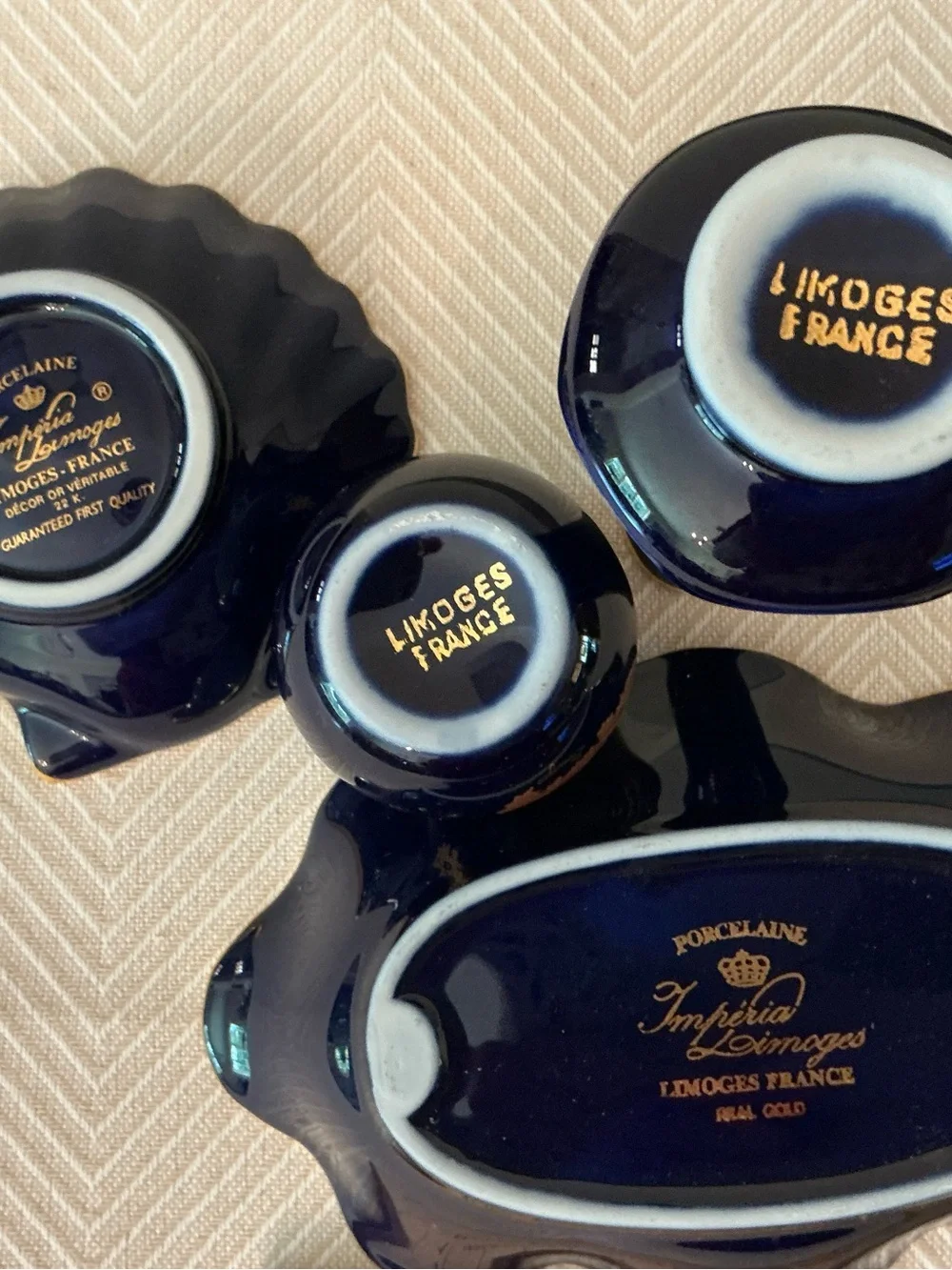 Limoges Imperia Cobalt Blue and Gold Porcelain Dish Set